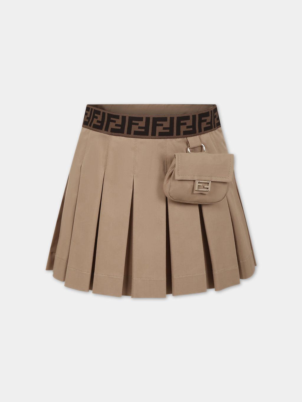 Beige casual skirt for girls with baguette and FF logo